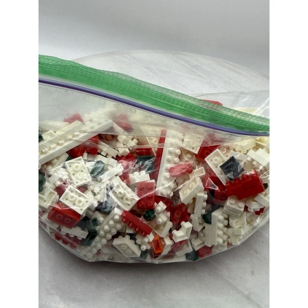 Vintage Christmas Micro Building Blocks Parts Lot Red White Green Mixed Bulk